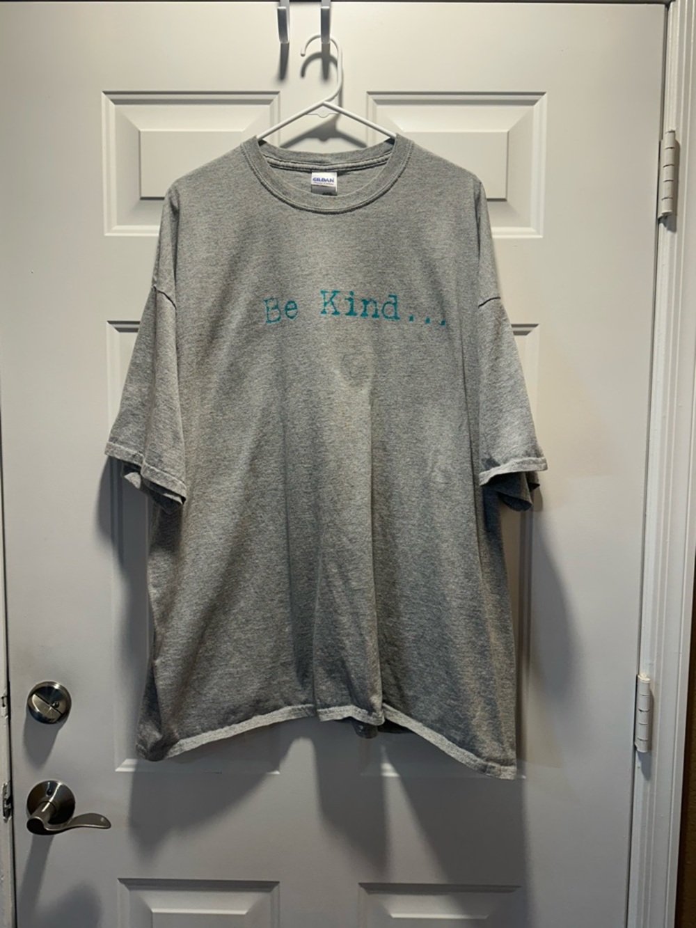 Gildan Grey Tee with Teal 'Be Kind' Text